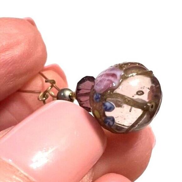 Unique Elegant Earrings Gold and Multicolored Beads - Picture 4 of 10